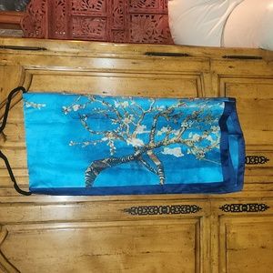 Van Gogh turquoise 'Almond Blossom' silk scarf